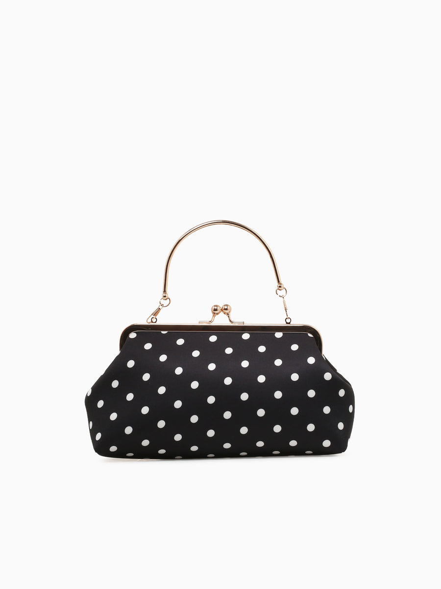 Polka Dot Kisslock Top Handle Black Black