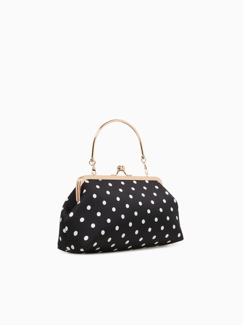 Polka Dot Kisslock Top Handle Black Black
