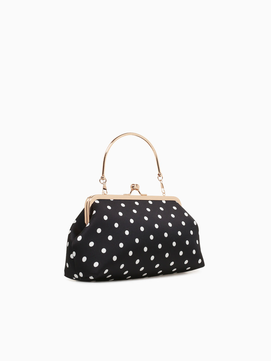Polka Dot Kisslock Top Handle Black Black