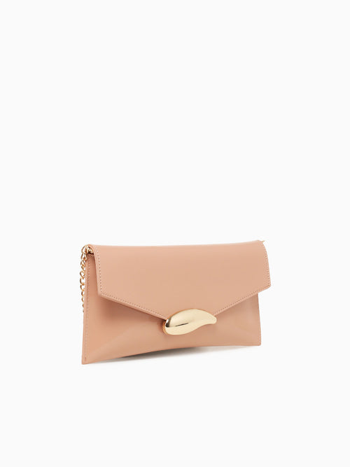 Victoria Clutch Nude Patent Beige