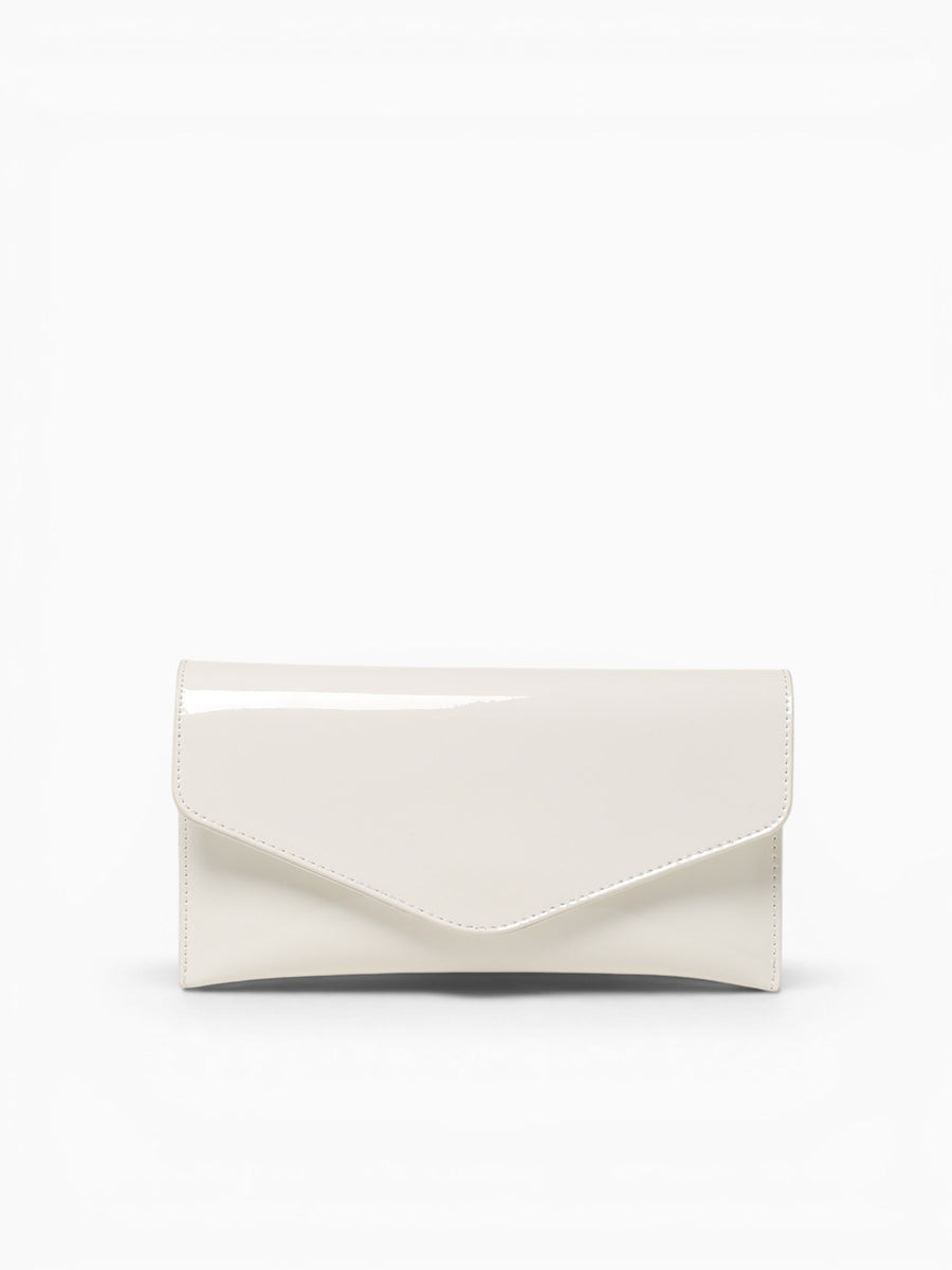 Riley Clutch White Pat White