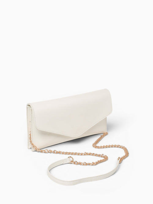 Riley Clutch White Pat White