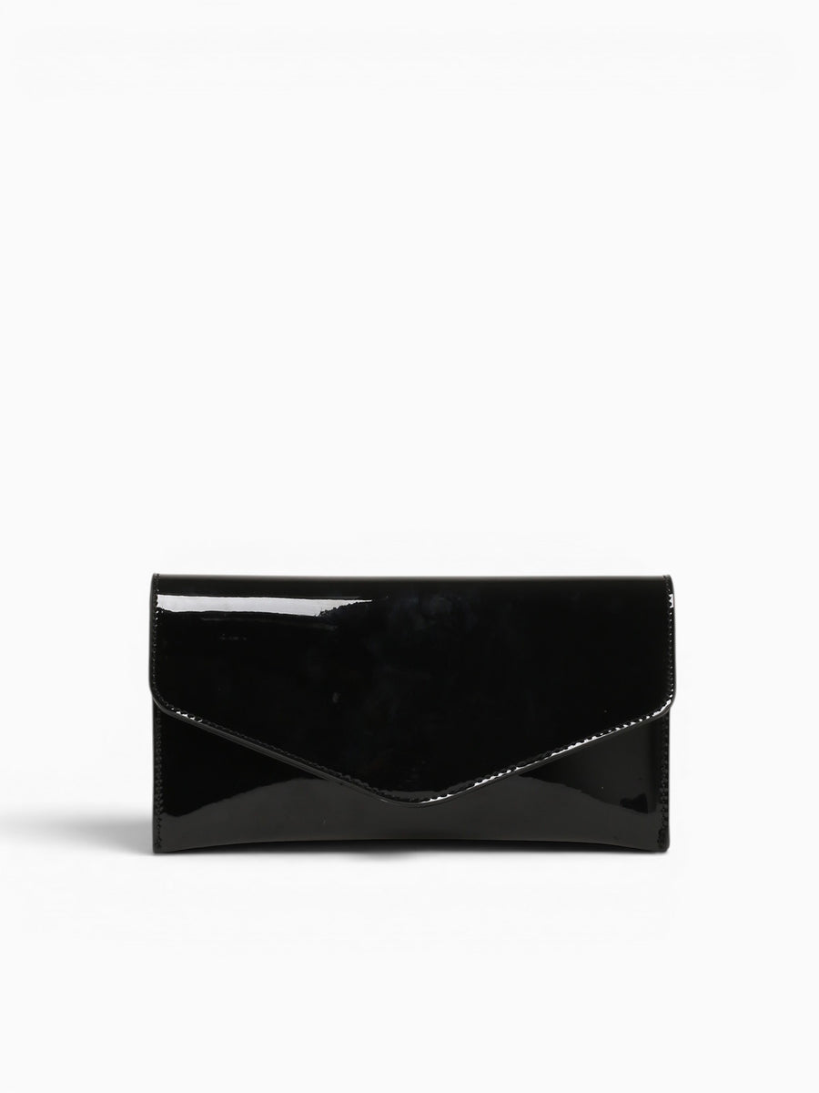 Riley Clutch Black Pat Black