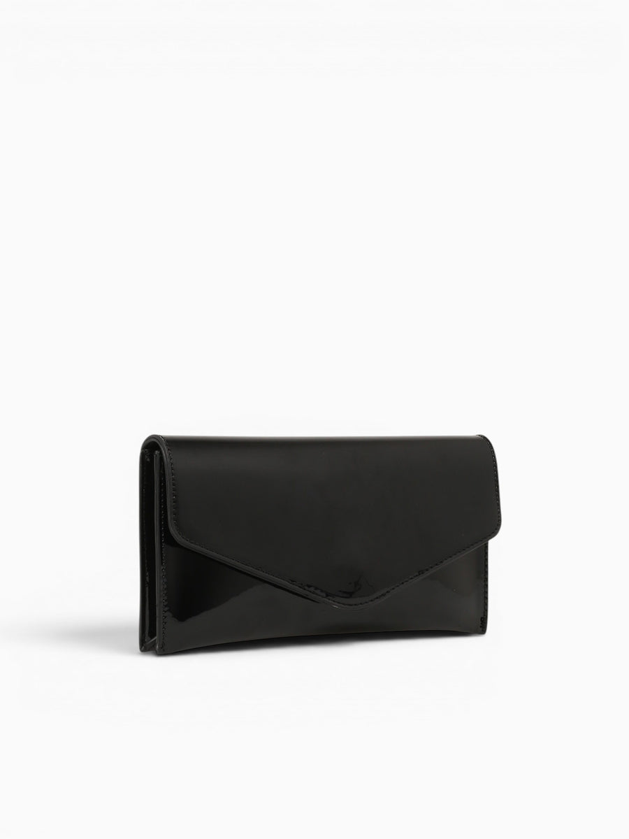Riley Clutch Black Pat Black
