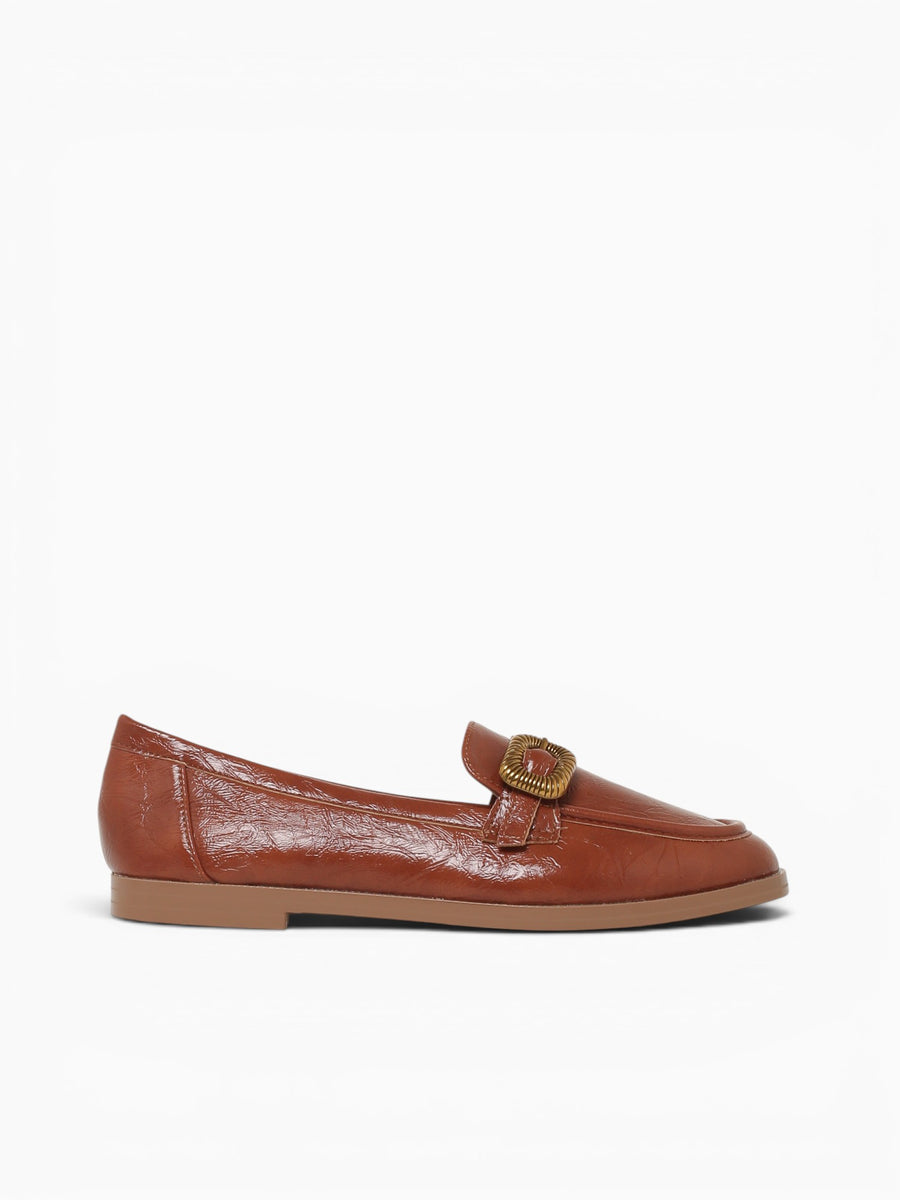 Gracie Camel Patent Crinkle Tan / 5 / M