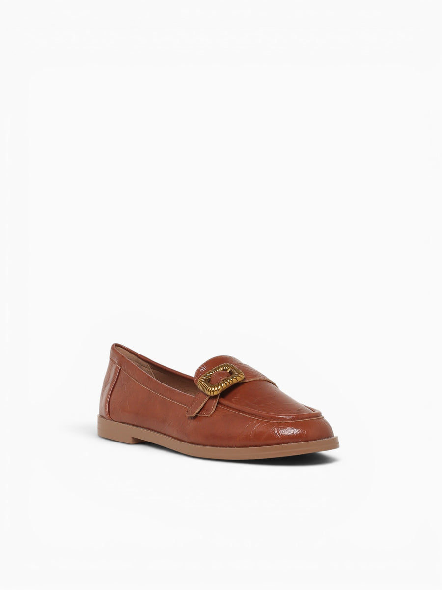 Gracie Camel Patent Crinkle Tan / 5 / M