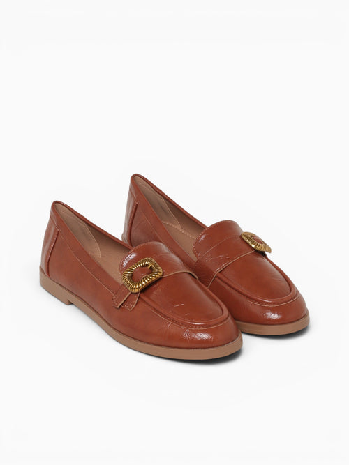 Gracie Camel Patent Crinkle Tan / 5 / M