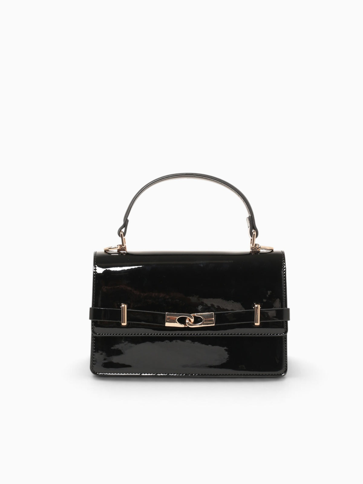 Fatima Top Handle Black Pat Black