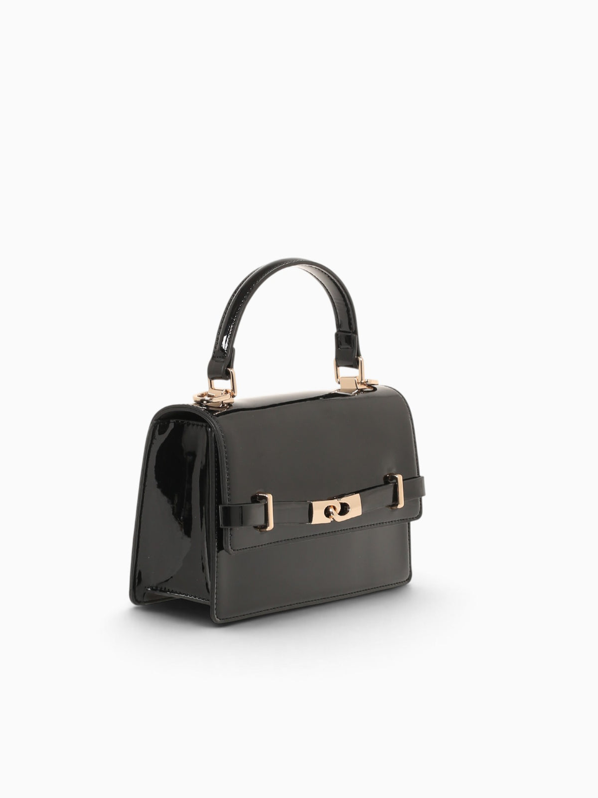 Fatima Top Handle Black Pat Black
