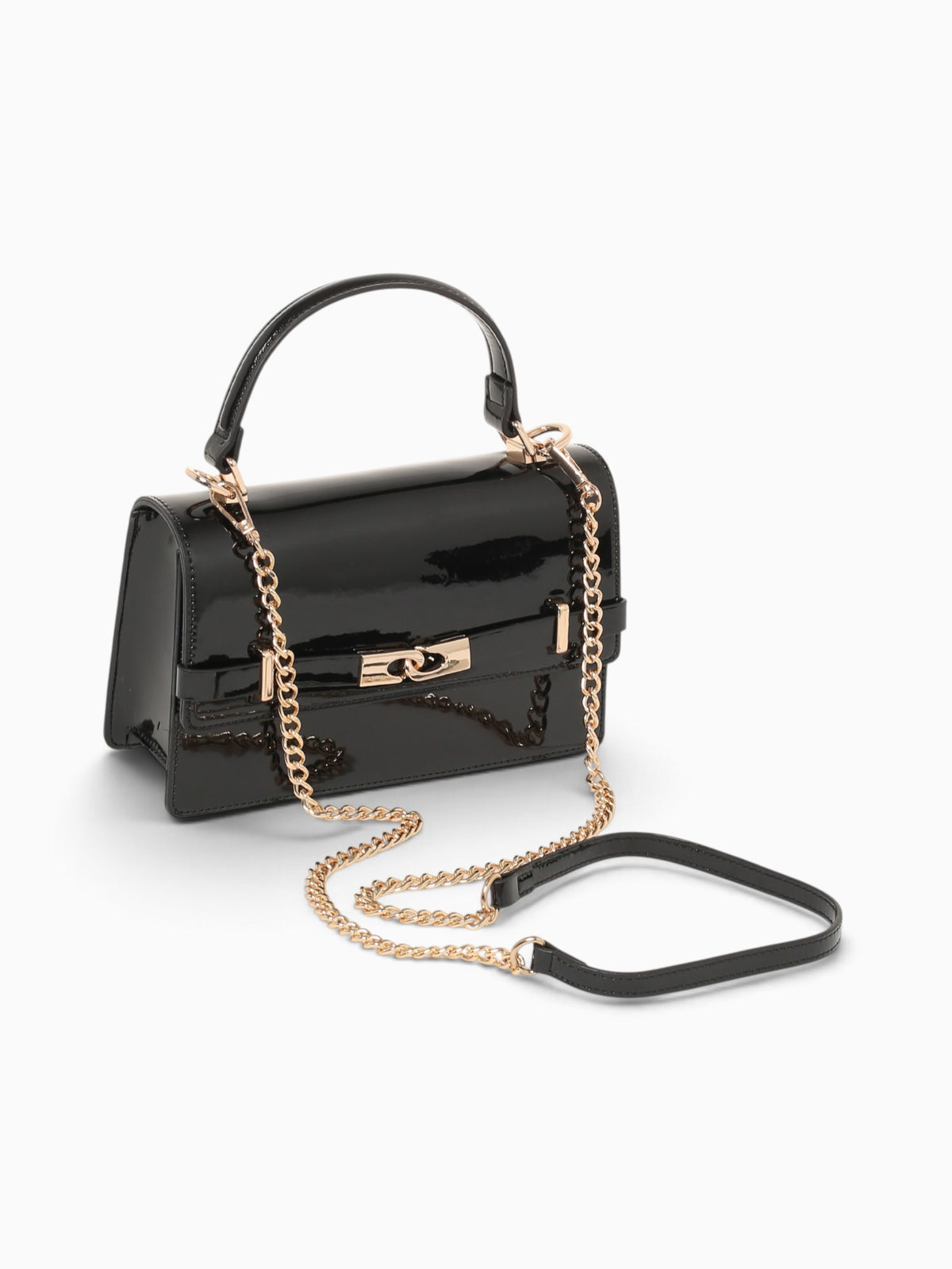 Fatima Top Handle Black Pat Black