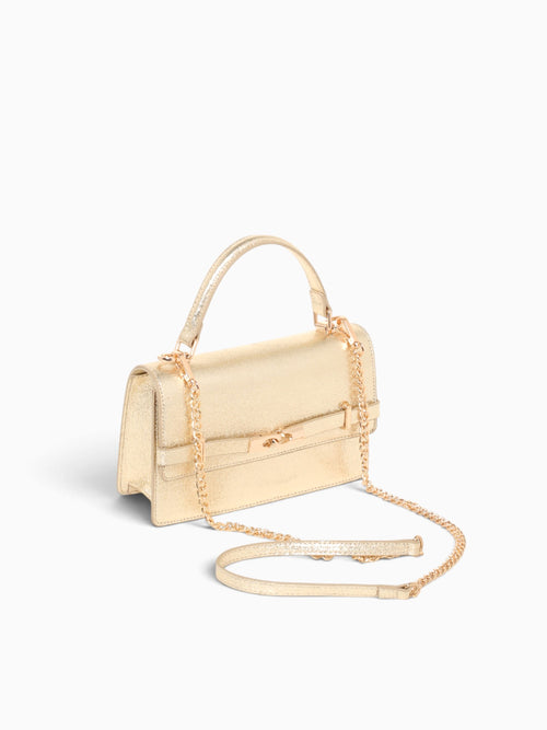 Fatima Top Handle Crinkled Gold Gold