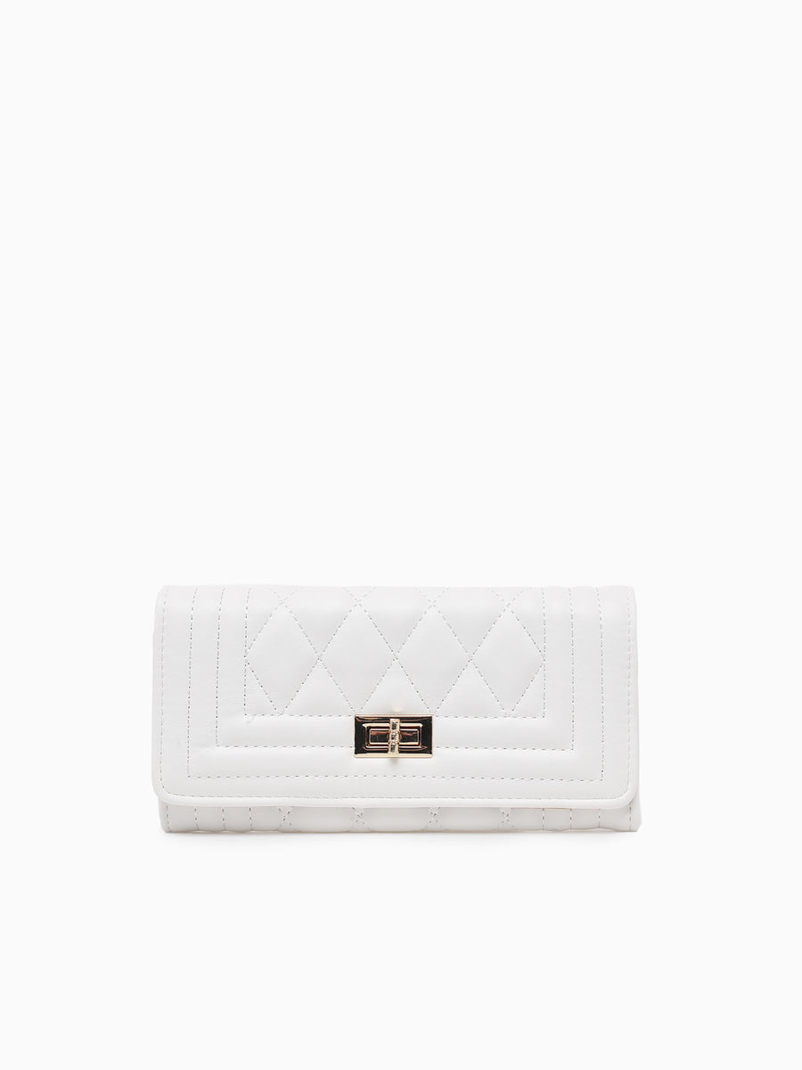 Quilted Wallet Wt White
